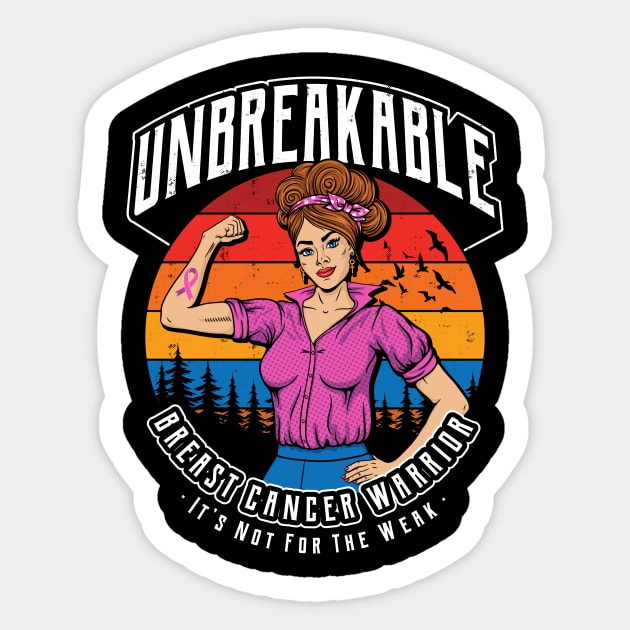 Unbreakable Breast Cancer Warrior Sticker by yaros